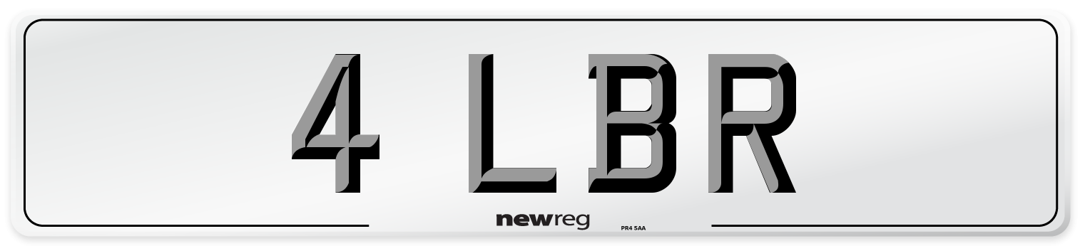 4 LBR Number Plate from New Reg